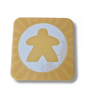 Separador de corcho amarillo con diseño de meeple - Un toque único para tus sesiones de juego.