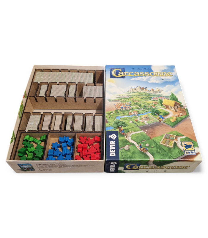 Inserto organizador para Carcassonne – Mantén todas tus losetas y meeples, listo para jugar en segundos.